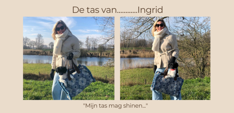 Ingrid met haar APril&October tas in het park
